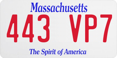 MA license plate 443VP7