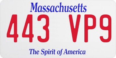 MA license plate 443VP9