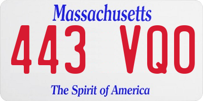 MA license plate 443VQ0