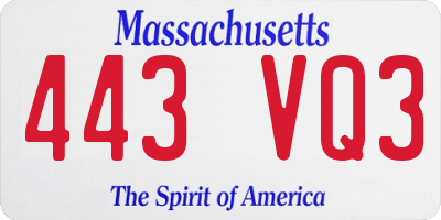MA license plate 443VQ3