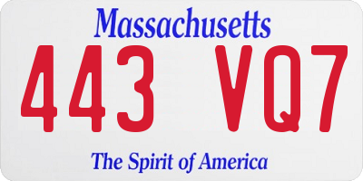 MA license plate 443VQ7