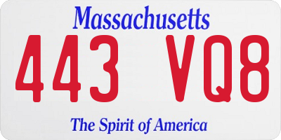 MA license plate 443VQ8