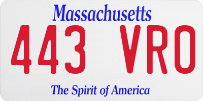 MA license plate 443VR0