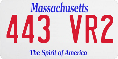 MA license plate 443VR2