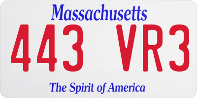 MA license plate 443VR3