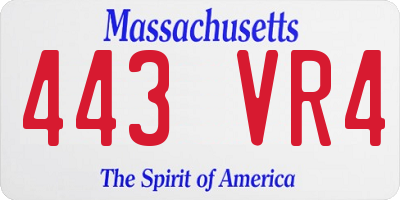 MA license plate 443VR4