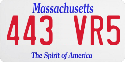 MA license plate 443VR5