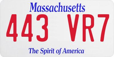 MA license plate 443VR7