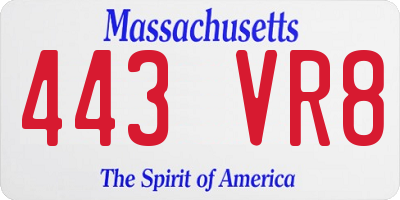 MA license plate 443VR8