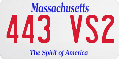 MA license plate 443VS2