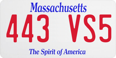 MA license plate 443VS5