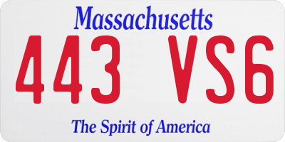 MA license plate 443VS6
