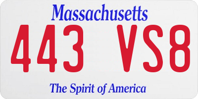 MA license plate 443VS8