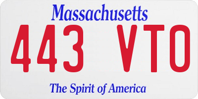 MA license plate 443VT0
