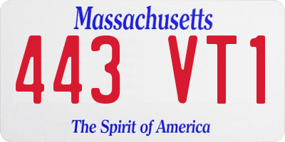 MA license plate 443VT1