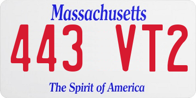 MA license plate 443VT2