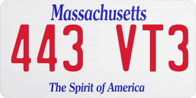 MA license plate 443VT3