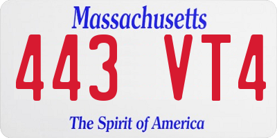 MA license plate 443VT4