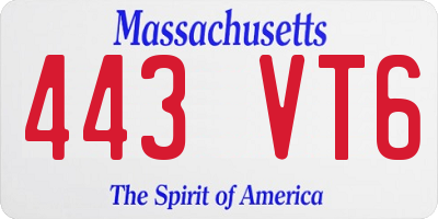 MA license plate 443VT6