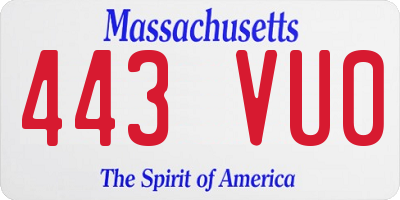 MA license plate 443VU0