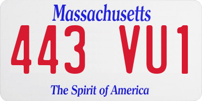 MA license plate 443VU1