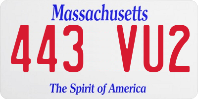 MA license plate 443VU2