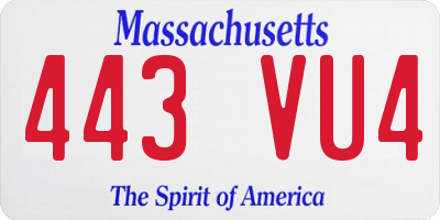 MA license plate 443VU4