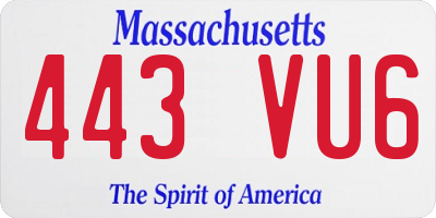 MA license plate 443VU6