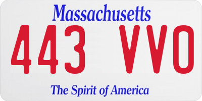 MA license plate 443VV0