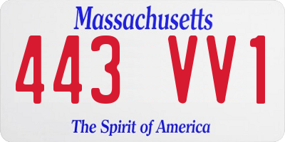 MA license plate 443VV1