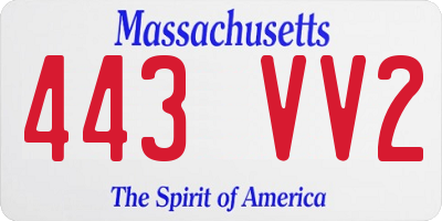 MA license plate 443VV2