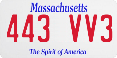 MA license plate 443VV3