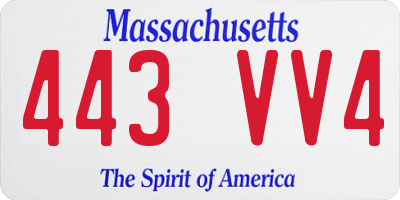 MA license plate 443VV4