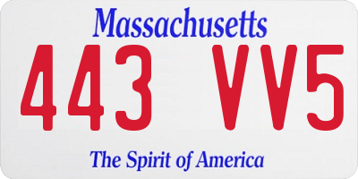MA license plate 443VV5