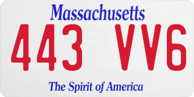 MA license plate 443VV6