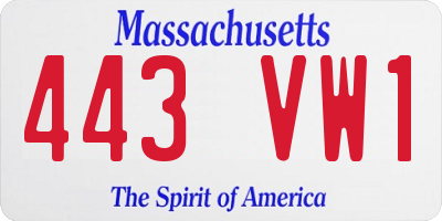 MA license plate 443VW1