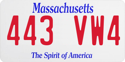 MA license plate 443VW4
