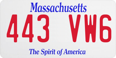 MA license plate 443VW6