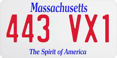 MA license plate 443VX1