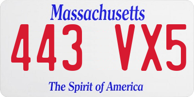 MA license plate 443VX5