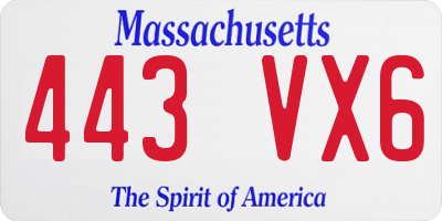MA license plate 443VX6