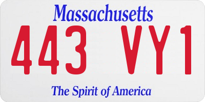 MA license plate 443VY1
