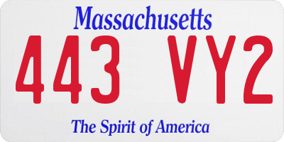 MA license plate 443VY2