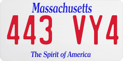 MA license plate 443VY4