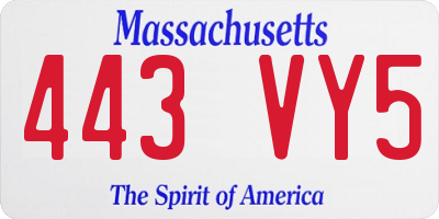 MA license plate 443VY5