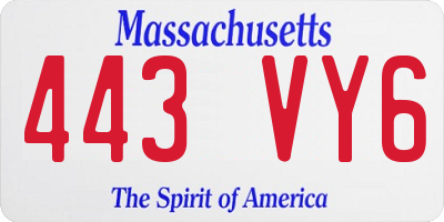 MA license plate 443VY6