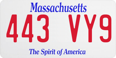MA license plate 443VY9
