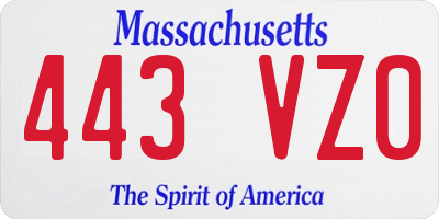 MA license plate 443VZ0