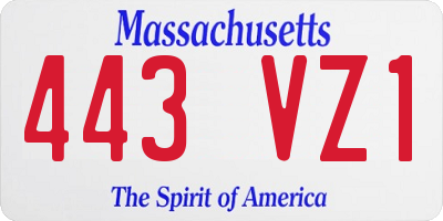 MA license plate 443VZ1