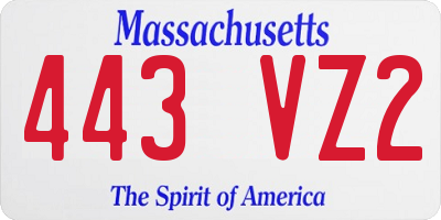 MA license plate 443VZ2